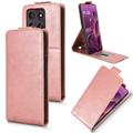 Motorola Edge 60 Pro lodret flip-etui med stativ - rosaguld