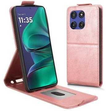 Motorola Edge 60 Stylus lodret flip-etui med stativ - rosaguld