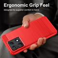 Motorola Edge 70 Max/Lenovo Legion Y70 (2026) Børstet TPU Cover - Karbonfiber - rød