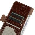 Motorola Edge 70 Max Crocodile Series Læderpung med RFID - Brun