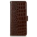 Motorola Edge 70 Max Crocodile Series Læderpung med RFID - Brun