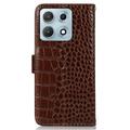Motorola Edge 70 Max Crocodile Series Læderpung med RFID - Brun