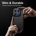 Motorola Edge 70 Pro Børstet TPU Cover - Karbonfiber - Sort