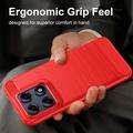 Motorola Edge 70 Pro Børstet TPU Cover - Karbonfiber - rød