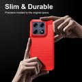 Motorola Edge 70 Pro Børstet TPU Cover - Karbonfiber - rød