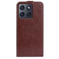 Motorola Edge 70 Vertikal Flip Etui med Kortholder - Brun