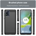 Motorola Moto E13 Børstet TPU Cover - Karbonfiber - Sort