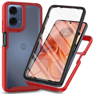 Motorola Moto E14/G24/G04/G04s 360 Beskyttelse Cover - Rød / Klar