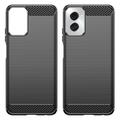 Motorola Moto G Power (2024) Børstet TPU Cover - Karbonfiber - Sort