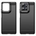 Motorola Moto G Power (2025) Børstet TPU Cover - Karbonfiber - Sort