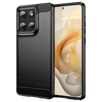 Motorola Moto G Stylus 5G (2025) Børstet TPU Cover - Karbonfiber - Sort