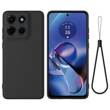 Motorola Moto G Stylus 5G (2025) Flydende silikone cover med håndrem - sort