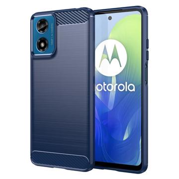 Motorola Moto G04/G24 Børstet TPU Cover - Karbonfiber - Blå
