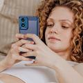 Motorola Moto G04/G24 Børstet TPU Cover - Karbonfiber - Blå