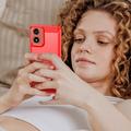 Motorola Moto G04/G24 Børstet TPU Cover - Karbonfiber - Rød