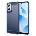 Motorola Moto G06/G06 Power Børstet TPU Cover - Karbonfiber - blå