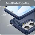 Motorola Moto G06/G06 Power Børstet TPU Cover - Karbonfiber - blå
