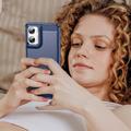 Motorola Moto G06/G06 Power Børstet TPU Cover - Karbonfiber - blå