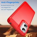 Motorola Moto G06/G06 Power Børstet TPU Cover - Karbonfiber - rød