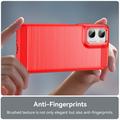 Motorola Moto G06/G06 Power Børstet TPU Cover - Karbonfiber - rød
