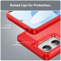 Motorola Moto G06/G06 Power Børstet TPU Cover - Karbonfiber - rød