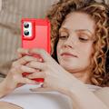 Motorola Moto G06/G06 Power Børstet TPU Cover - Karbonfiber - rød