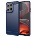 Motorola Moto G15 Børstet TPU Cover - Karbonfiber - Blå