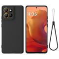 Motorola Moto G17 Power/G17/G15 Flydende silikone cover med håndrem - Sort