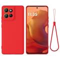 Motorola Moto G17 Power/G17/G15 Flydende silikone cover med håndrem - Rød