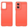 Motorola Moto G35 Børstet TPU Cover - Karbonfiber - Rød