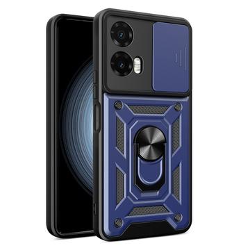 Motorola Moto G35 Roterende Ring Hybrid Cover med Kameraskjold - Blå
