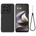 Motorola Moto G37/G37 Power/G47 Flydende silikone cover med håndrem - Sort