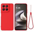 Motorola Moto G37/G37 Power/G47 Flydende silikone cover med håndrem - Rød