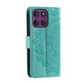 Motorola Moto G37 Power Mandala Etui med Pung med håndledsrem - mintgrøn