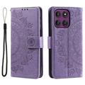 Motorola Moto G37 Power Mandala Etui med Pung med håndledsrem - Lilla