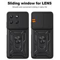 Motorola Moto G37/G37 Power/G47 Roterende Ring Hybrid Cover med Kameraskjold - Sort