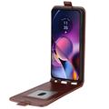 Motorola Moto G54 Vertikal Flip Taske med Kortholder - Brun