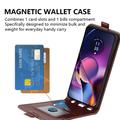 Motorola Moto G54 Vertikal Flip Taske med Kortholder - Brun