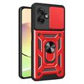 Motorola Moto G55 Roterende Ring Hybrid Cover med Kameraskjold - Rød