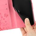 Motorola Moto G56 Butterfly Series Flip Cover med Pung - Pink