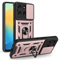 Motorola Moto G56 Roterende Ring Hybrid Cover med Kameraskjold - Rødguld
