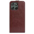 Motorola Moto G67 Power Vertikal Flip Etui med Kortholder - Brun
