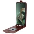Motorola Moto G67 Power Vertikal Flip Etui med Kortholder - Brun