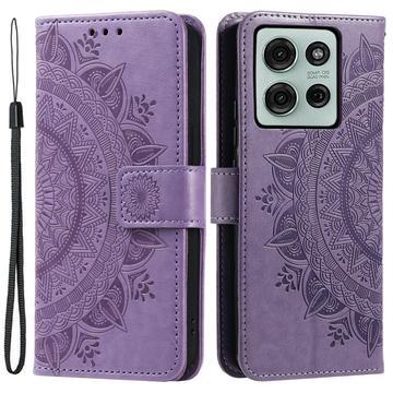 Motorola Moto G75 Mandala Series Etui med Pung - Lilla