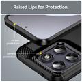 Motorola Moto G77/G67 Børstet TPU Cover - Karbonfiber - Sort