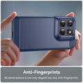 Motorola Moto G77/G67 Børstet TPU Cover - Karbonfiber - blå