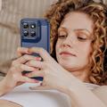 Motorola Moto G77/G67 Børstet TPU Cover - Karbonfiber - blå