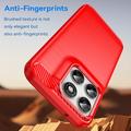 Motorola Moto G77/G67 Børstet TPU Cover - Karbonfiber - rød