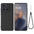 Motorola Moto G77 Power Flydende silikone cover med håndrem - Sort