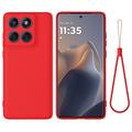 Motorola Moto G77 Power Flydende silikone cover med håndrem - Rød